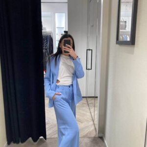 Niebieskie spodnie garniturowe Karl Lagerfeld