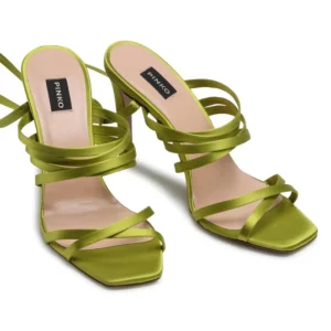 Limonkowe wiązane szpilki Pinko