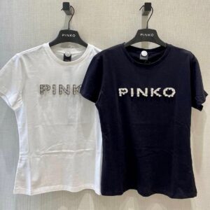 Czarny t-shirt Pinko cyrkonie
